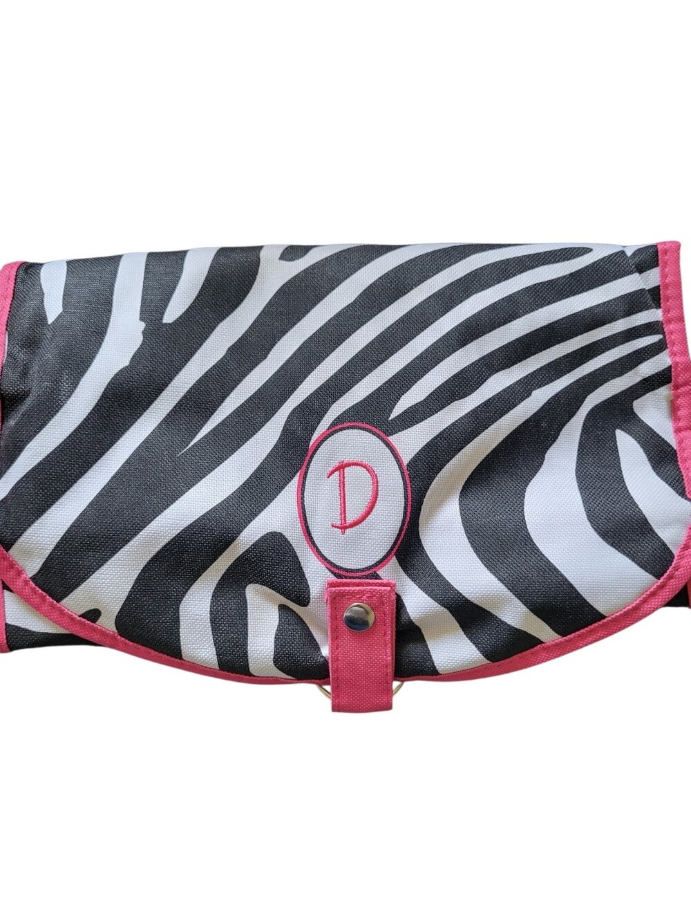 Unbranded Zebra Print Monogrammed "D" Toilettries Organizer